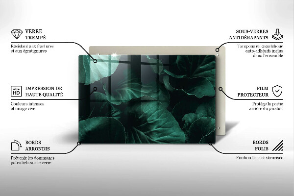 Protège plaque de cuisson Feuilles sombres et sauvages