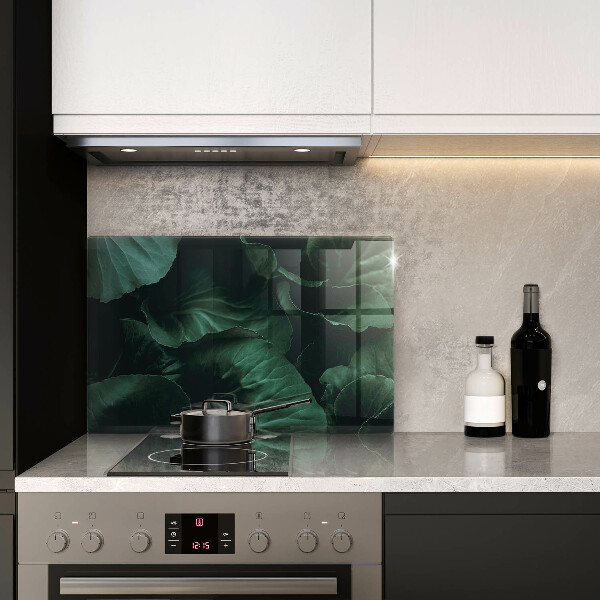 Protège plaque de cuisson Feuilles sombres et sauvages