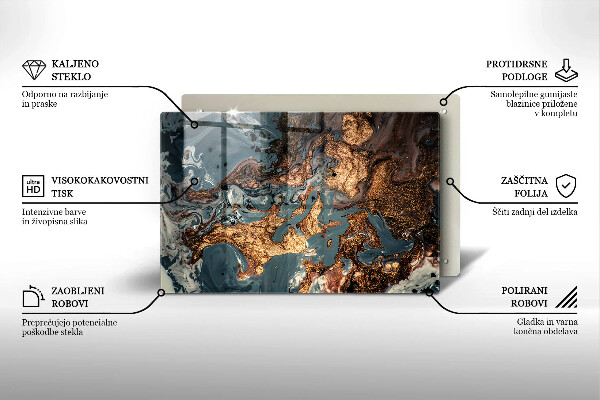 Protection pour plaque de cuisson Structure rocheuse dorée