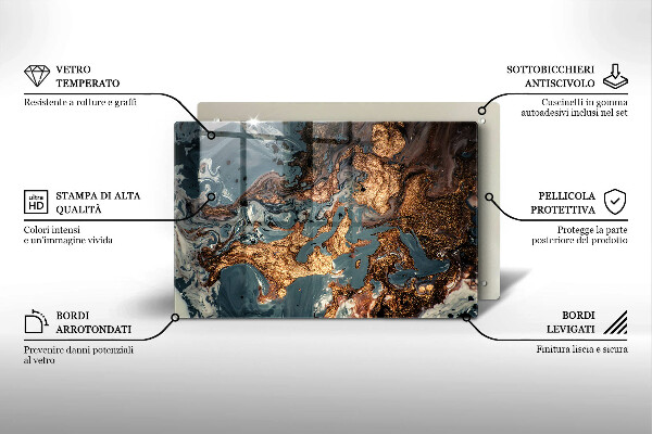 Protection pour plaque de cuisson Structure rocheuse dorée