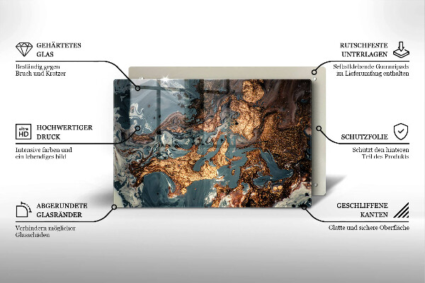 Protection pour plaque de cuisson Structure rocheuse dorée