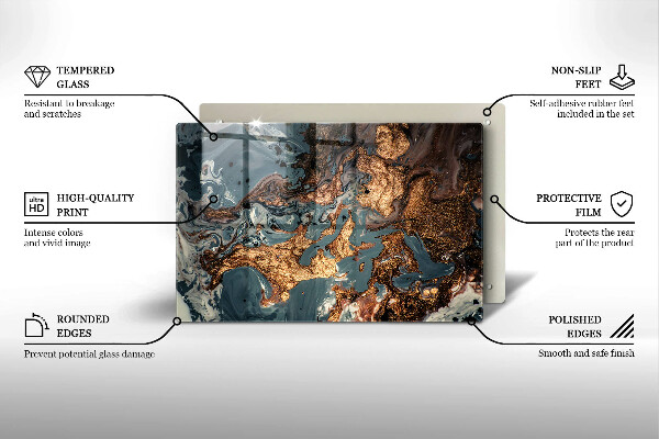 Protection pour plaque de cuisson Structure rocheuse dorée