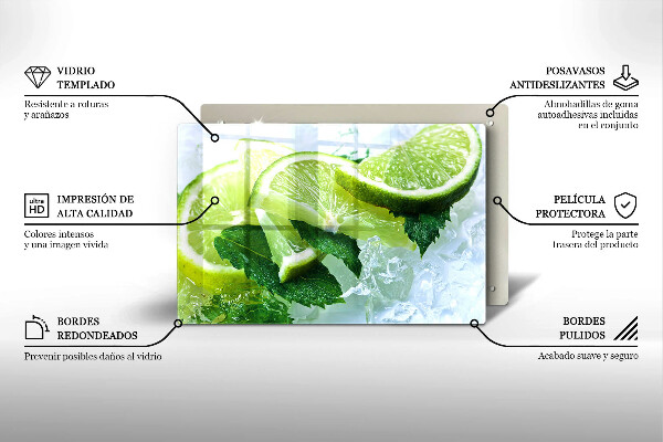 Protège plaque de cuisson Citron vert menthe et glace