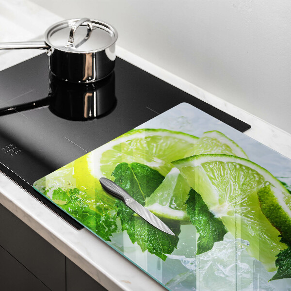 Protège plaque de cuisson Citron vert menthe et glace