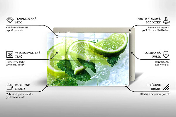 Protège plaque de cuisson Citron vert menthe et glace