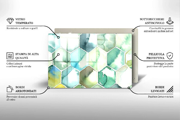 Protection pour plaque de cuisson Hexagones aquarelle