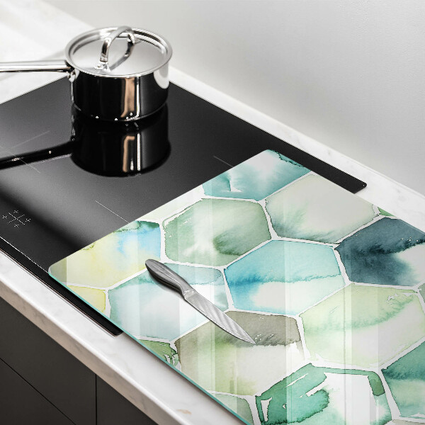 Protection pour plaque de cuisson Hexagones aquarelle