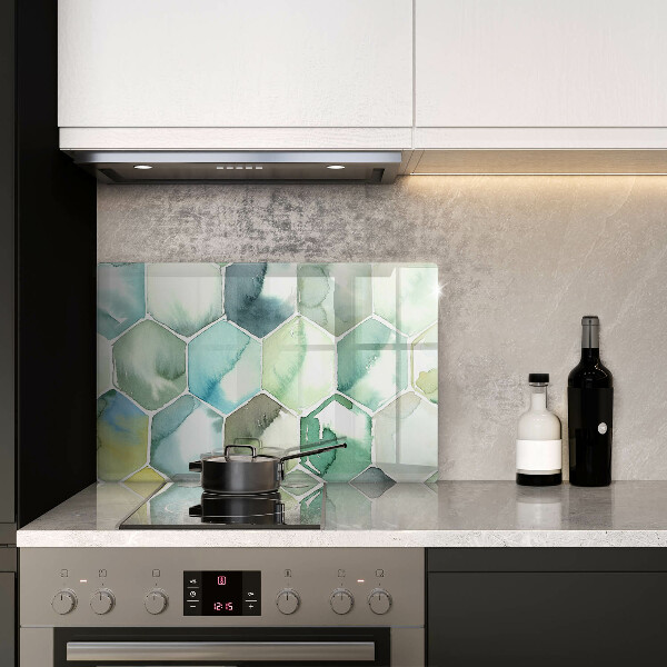 Protection pour plaque de cuisson Hexagones aquarelle
