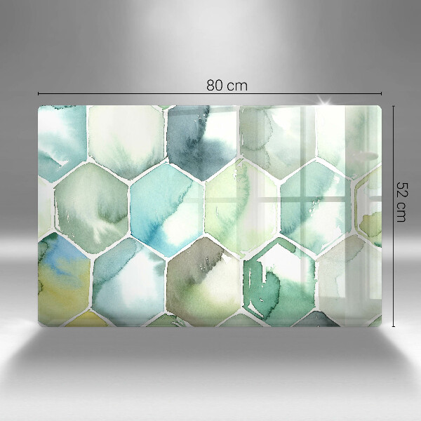 Protection pour plaque de cuisson Hexagones aquarelle