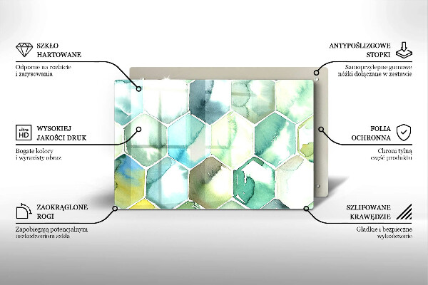 Protection pour plaque de cuisson Hexagones aquarelle