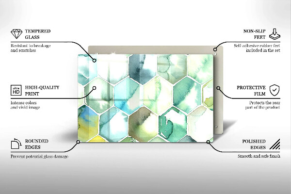 Protection pour plaque de cuisson Hexagones aquarelle