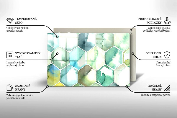 Protection pour plaque de cuisson Hexagones aquarelle