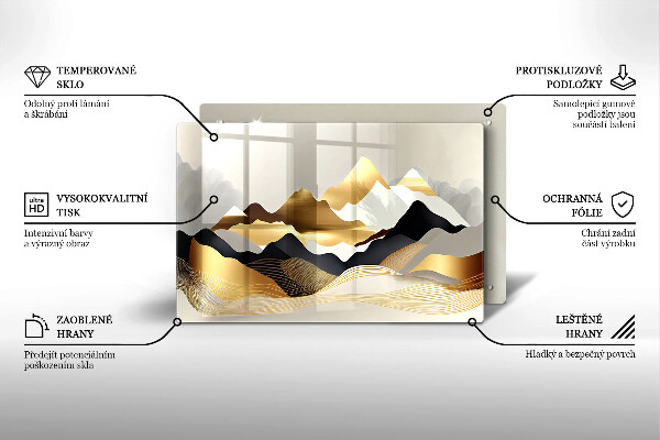 Protection pour plaque de cuisson Montagnes dorées abstraites