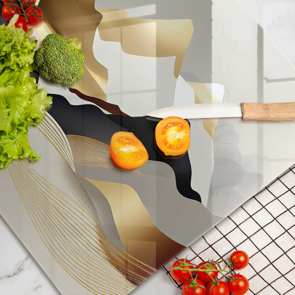 Protection pour plaque de cuisson Montagnes dorées abstraites