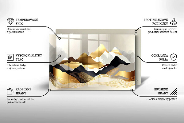 Protection pour plaque de cuisson Montagnes dorées abstraites