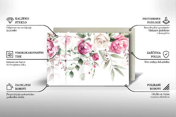 Protection pour plaque de cuisson Roses aquarelles