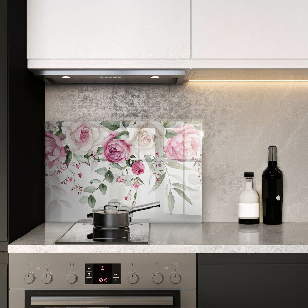 Protection pour plaque de cuisson Roses aquarelles