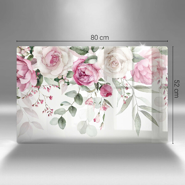 Protection pour plaque de cuisson Roses aquarelles