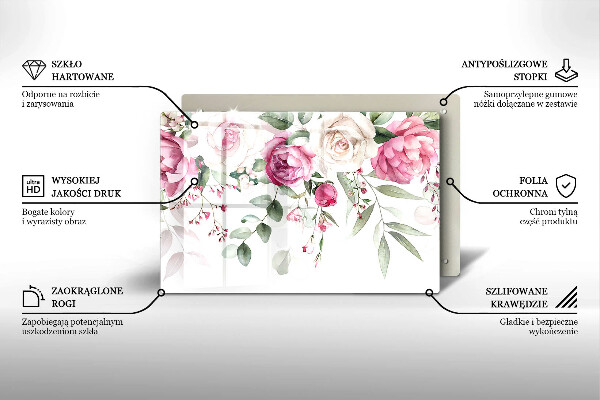 Protection pour plaque de cuisson Roses aquarelles