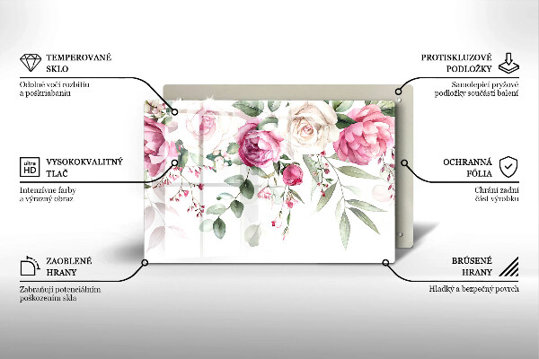 Protection pour plaque de cuisson Roses aquarelles