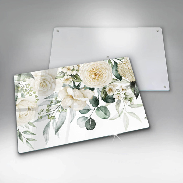 Protection pour plaque de cuisson Fleurs aquarelles