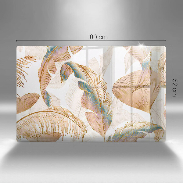 Protection pour plaque de cuisson Plumes et feuilles de bohème