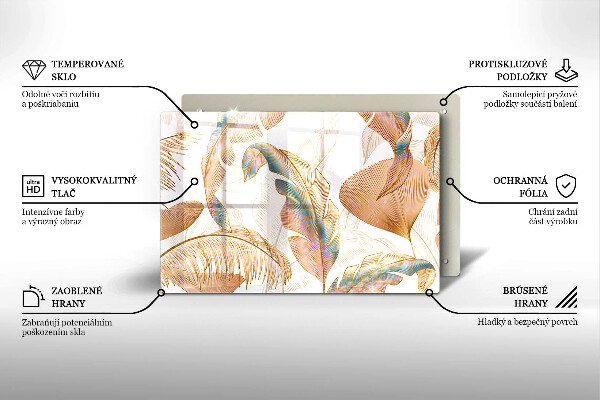 Protection pour plaque de cuisson Plumes et feuilles de bohème