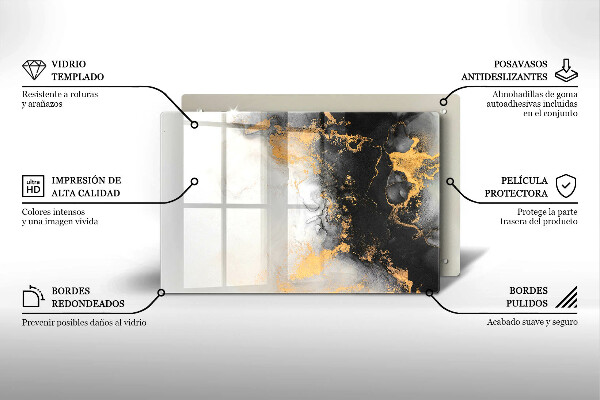 Protection pour plaque de cuisson Abstraction avec de l'or