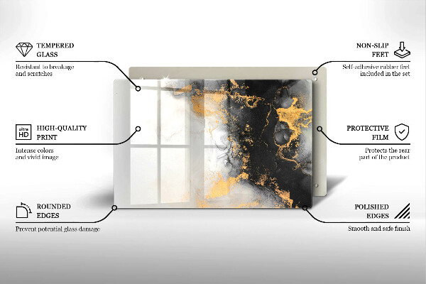 Protection pour plaque de cuisson Abstraction avec de l'or