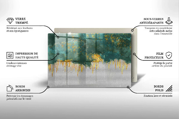 Protection pour plaque de cuisson Abstraction avec de l'or