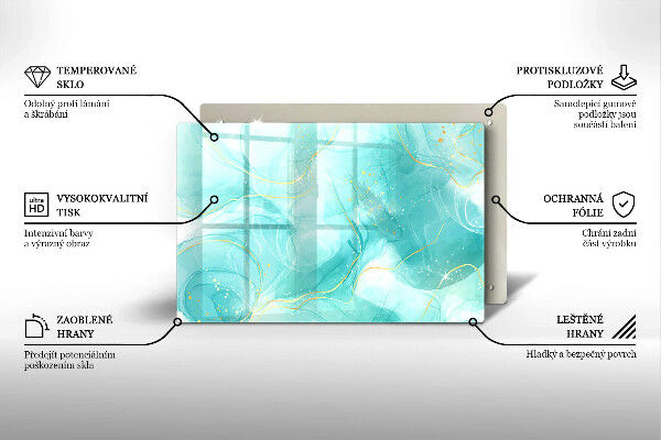 Protection pour plaque de cuisson Abstraction bleue et dorée