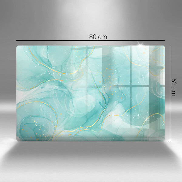 Protection pour plaque de cuisson Abstraction bleue et dorée