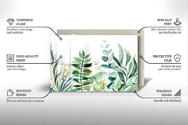 Protège plaque de cuisson Illustration de feuilles de plantes