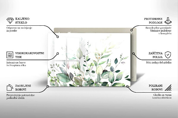 Protège plaque de cuisson Plantes aquarelles