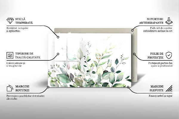 Protège plaque de cuisson Plantes aquarelles