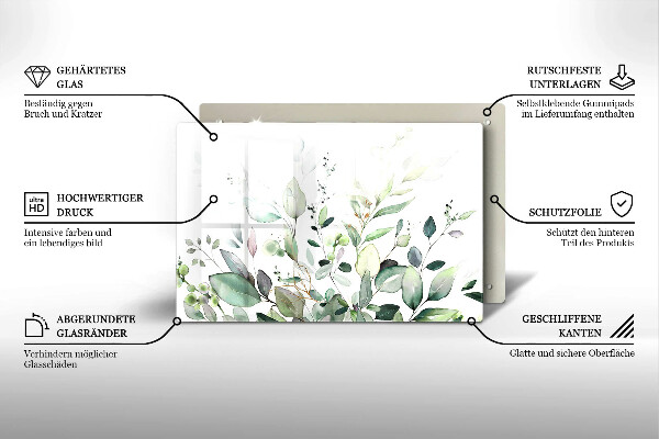 Protège plaque de cuisson Plantes aquarelles