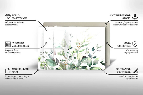 Protège plaque de cuisson Plantes aquarelles