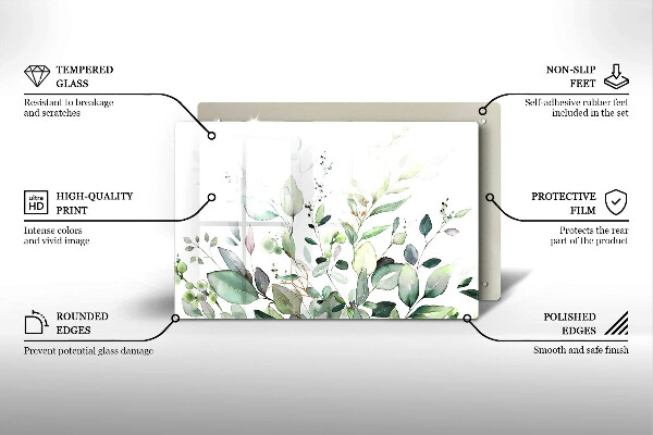 Protège plaque de cuisson Plantes aquarelles