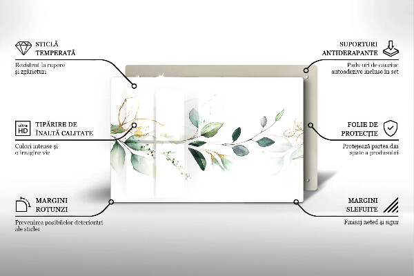 Protège plaque de cuisson Feuilles d'aquarelle