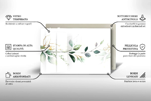 Protège plaque de cuisson Feuilles d'aquarelle