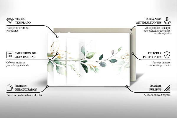 Protège plaque de cuisson Feuilles d'aquarelle