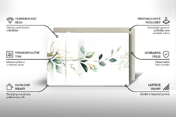 Protège plaque de cuisson Feuilles d'aquarelle