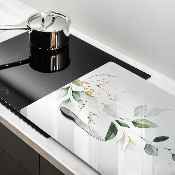 Protège plaque de cuisson Feuilles d'aquarelle