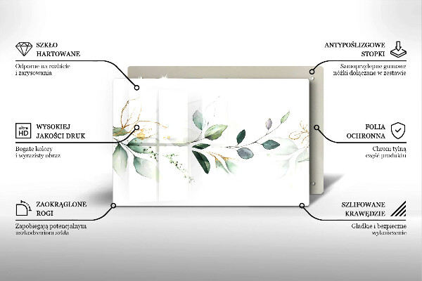 Protège plaque de cuisson Feuilles d'aquarelle