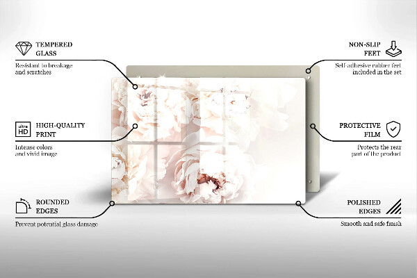 Protège plaque de cuisson Pivoines pastel