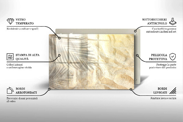Protège plaque de cuisson Feuilles de palmier et sable