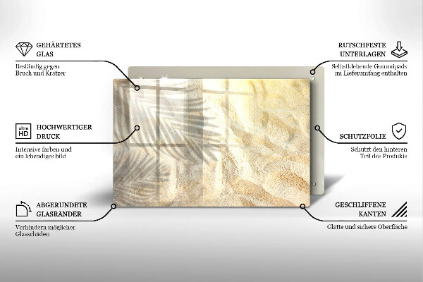 Protège plaque de cuisson Feuilles de palmier et sable