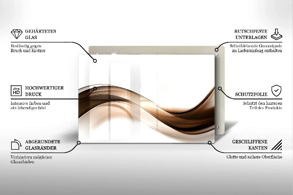Protège plaque de cuisson Lignes brunes abstraites