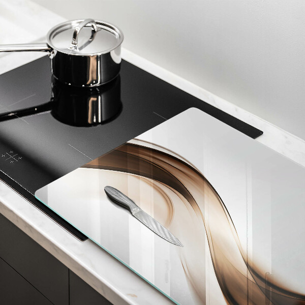 Protège plaque de cuisson Lignes brunes abstraites