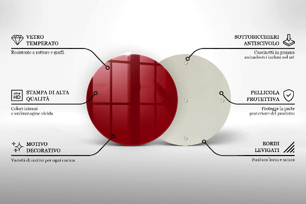 Planche à découper en verre couleur rouge